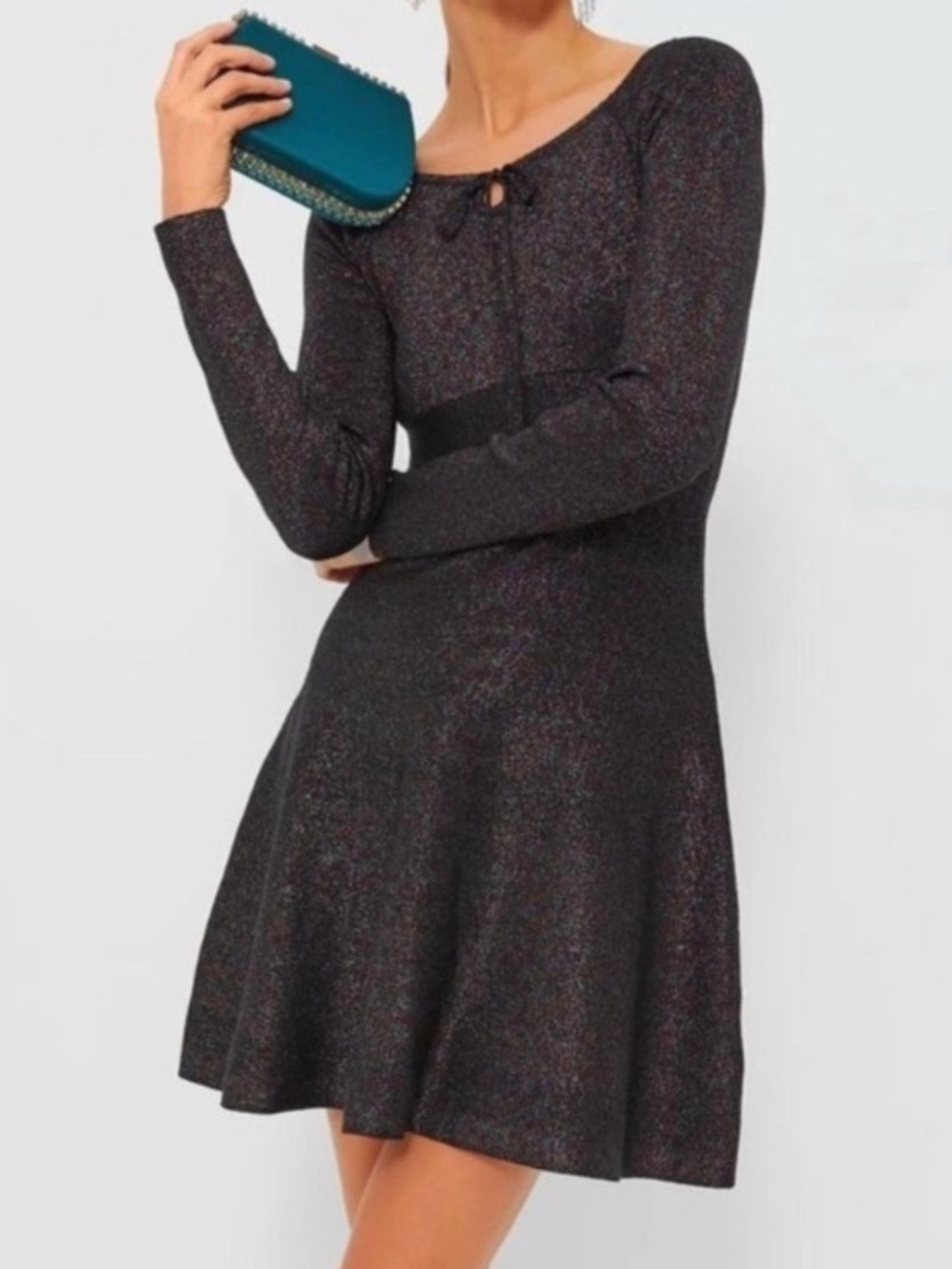 Tuckernuck Hyacinth House NWT Selena Knit Sparkle Mini Dress Black Size L